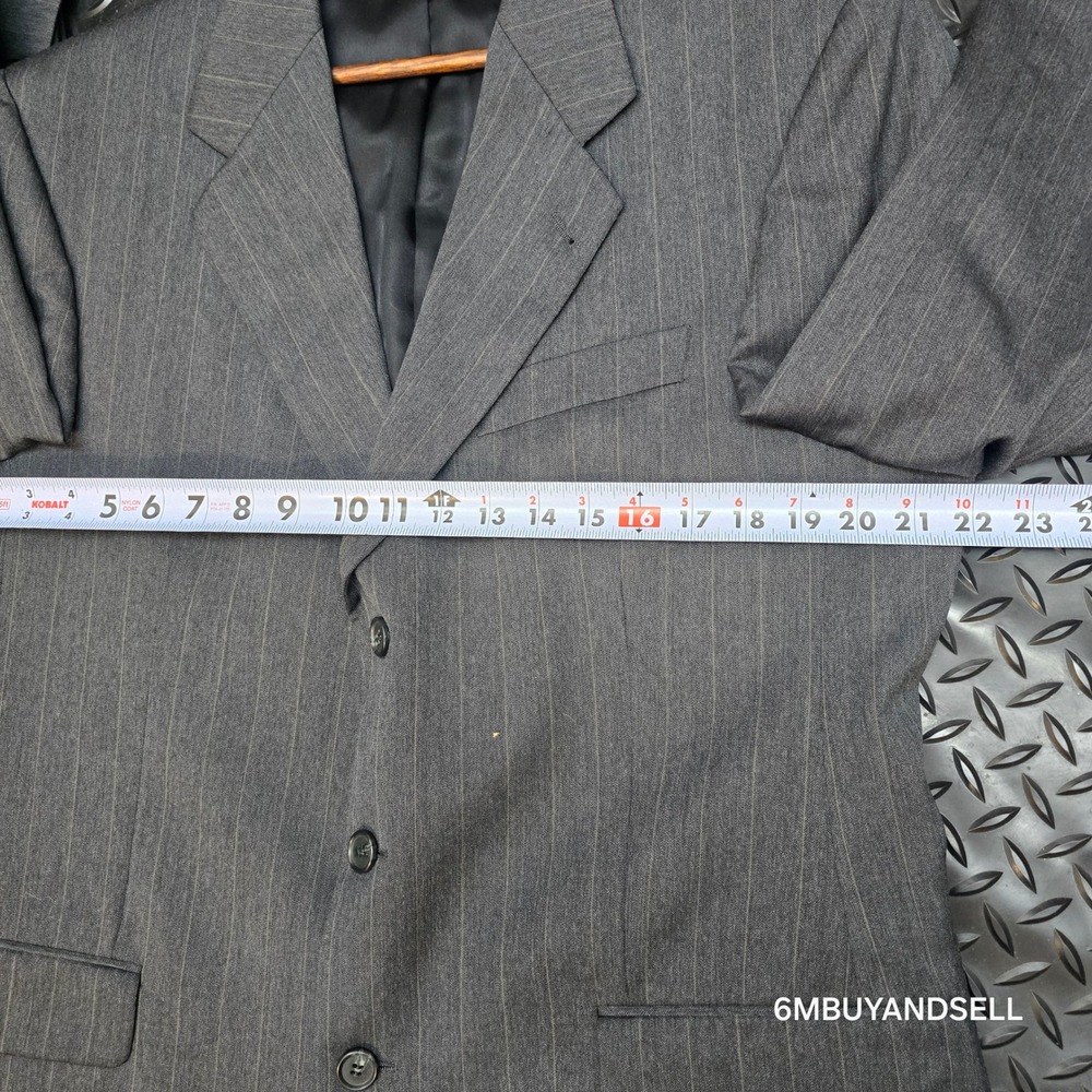 Paul Dione Mens Grey Pinstripe Pure Virgin Wool 3 Button Blazer Jacket Canada 44 - Picture 12 of 14